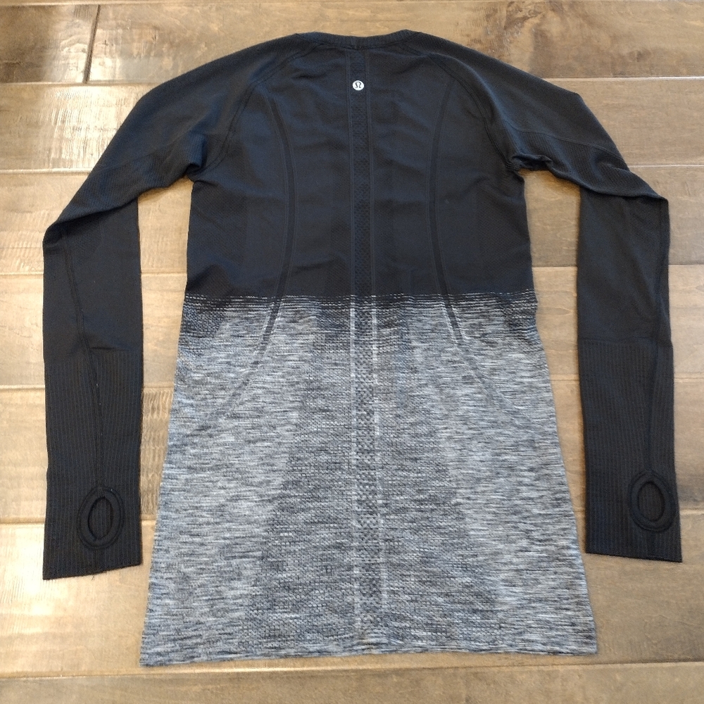 LULULEMON Women's Swiftly Tech long-sleeve black gray ombre top - 6 - Picture 5 of 14